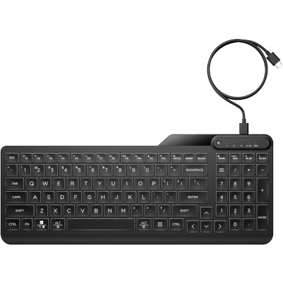 HP 405 Backlit USB-C Wired 24/7 Keyboard - Spill Resistant - Sanitizable - Programmable