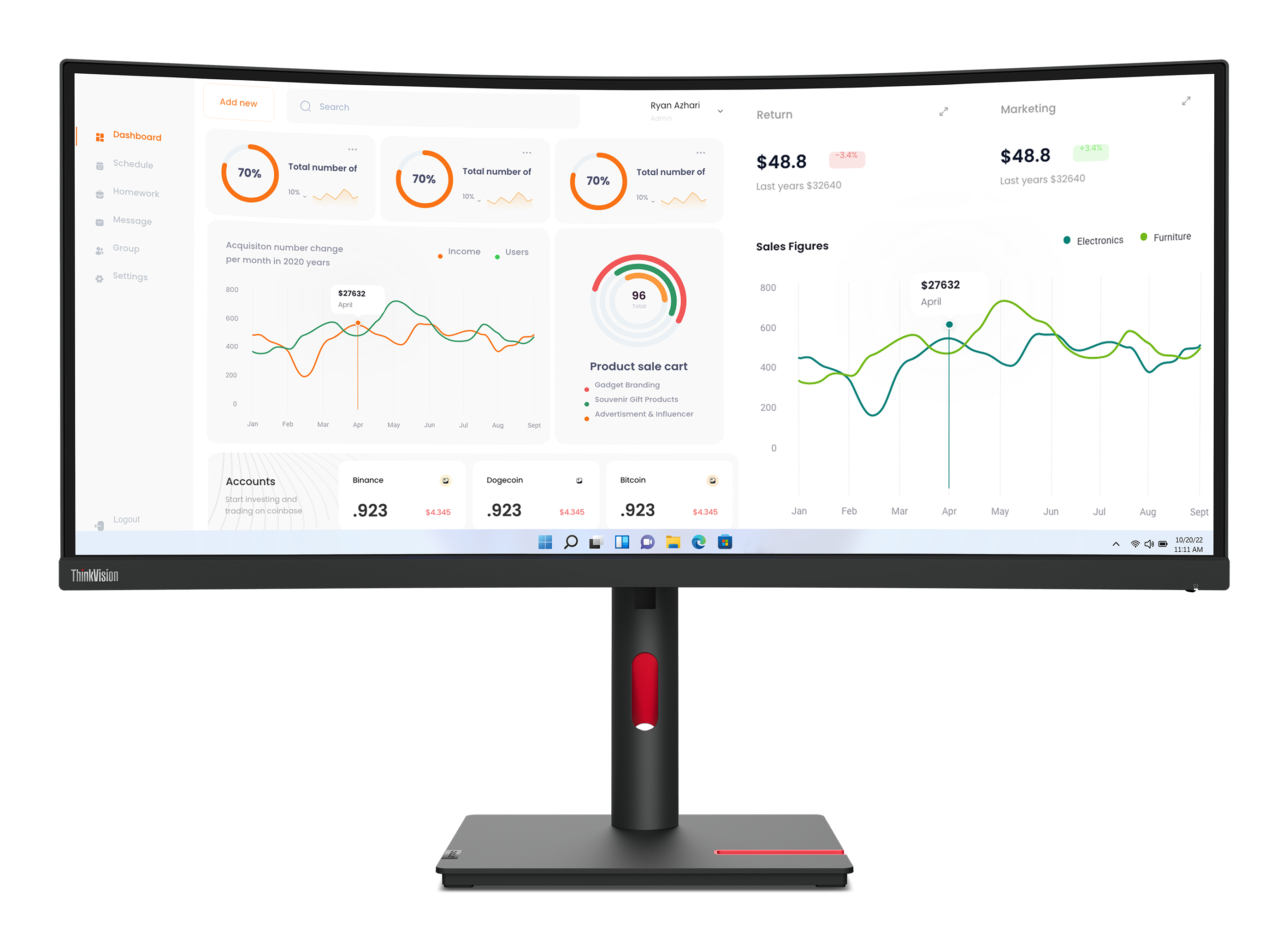 Lenovo ThinkVision T34w-30 - QHD - Curved