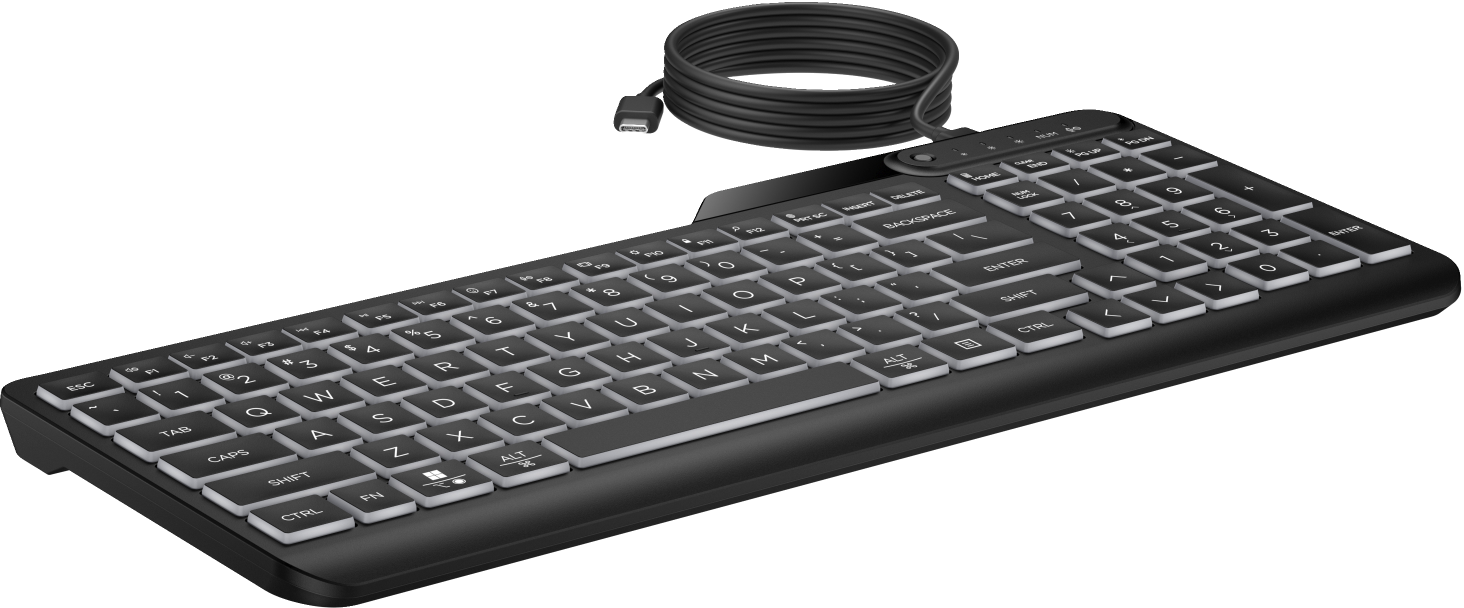 HP 405 Backlit USB-C Wired 24/7 Keyboard - Spill Resistant - Sanitizable - Programmable
