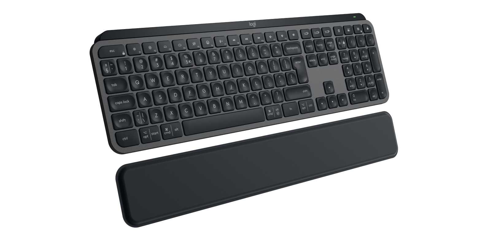 Logitech MX Keys S Wireless Keyboard + Palm Rest - Bluetooth - Illuminated - US - Graphite