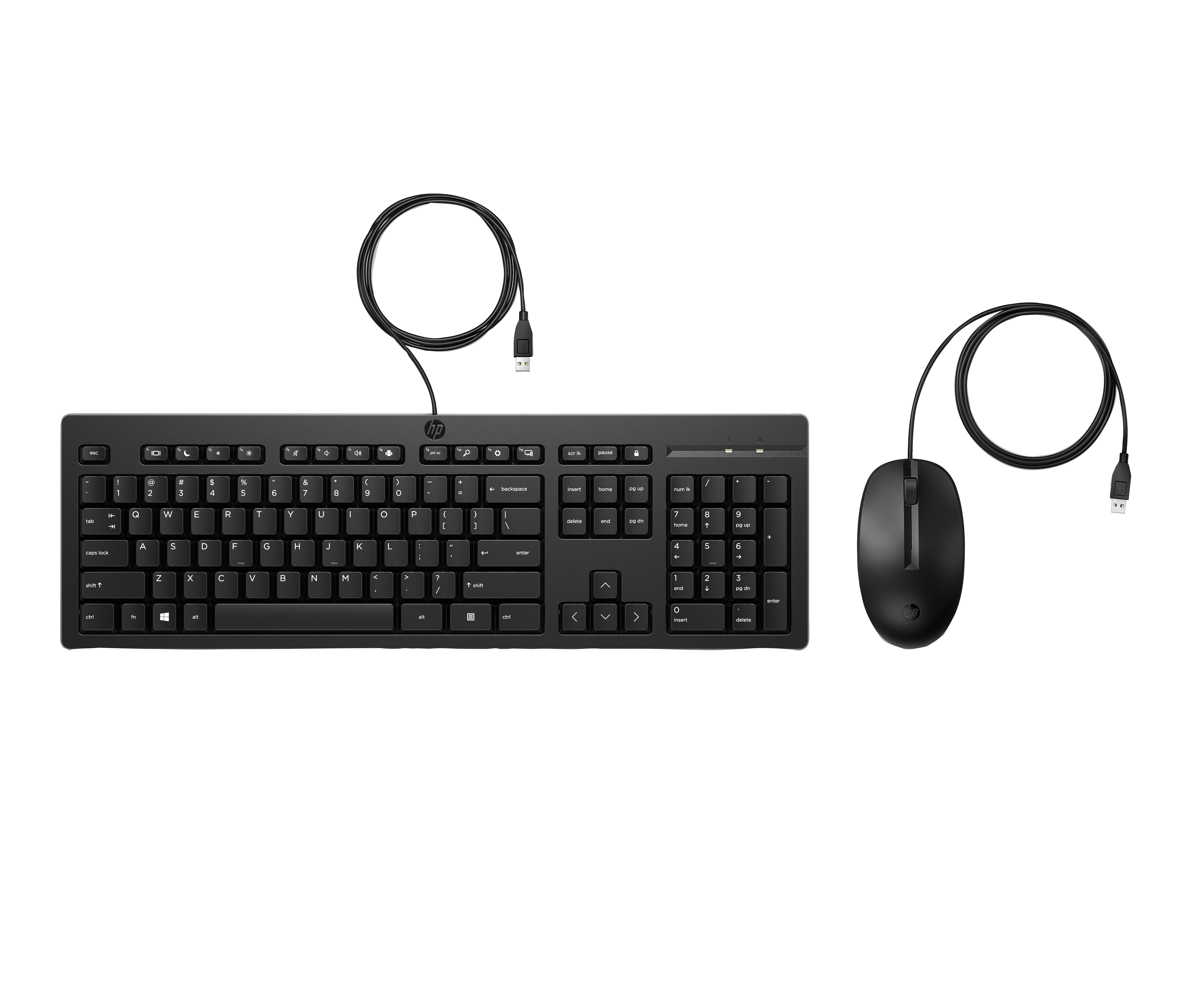 HP 225 G2 USB Wired Mouse Keyboard Combo - Copilot Key - Black - US ENG