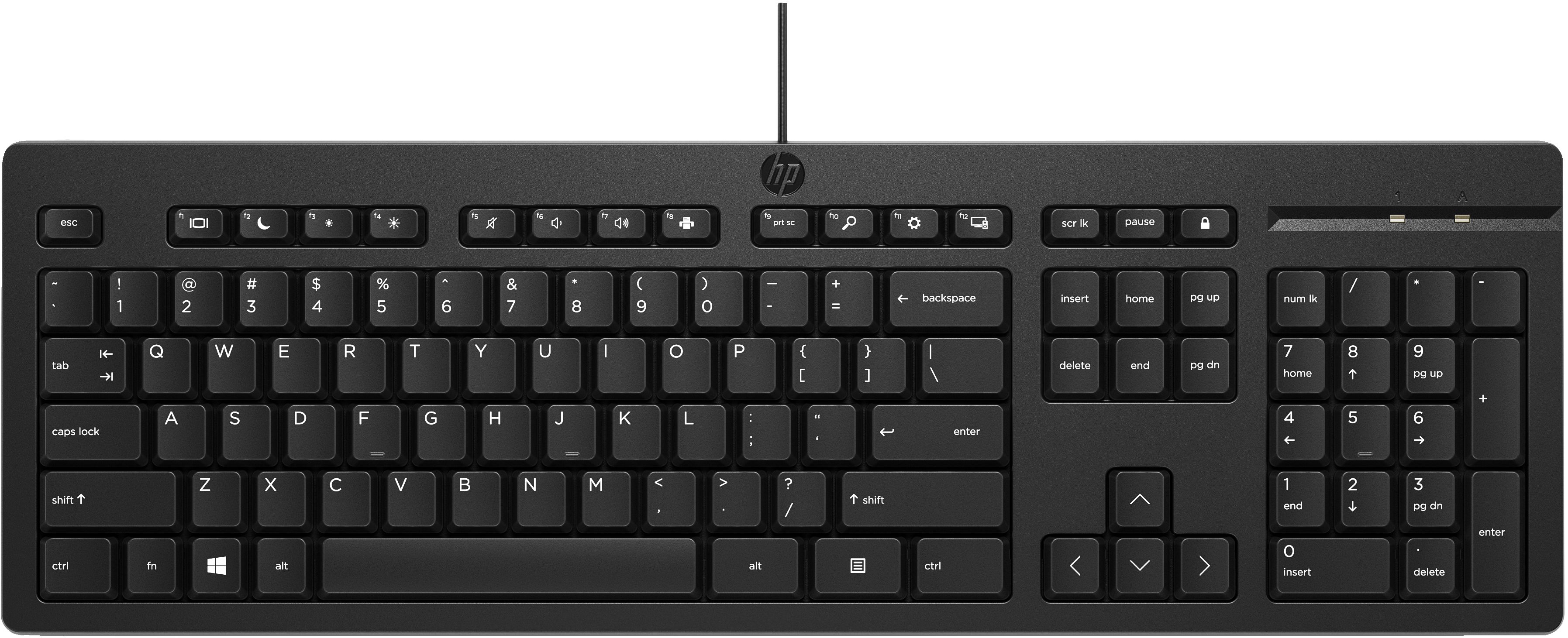 HP 125 G2 USB Wired Keyboard - Sanitizable - Copilot Key - Black - US ENG (BULK of 12 pcs)
