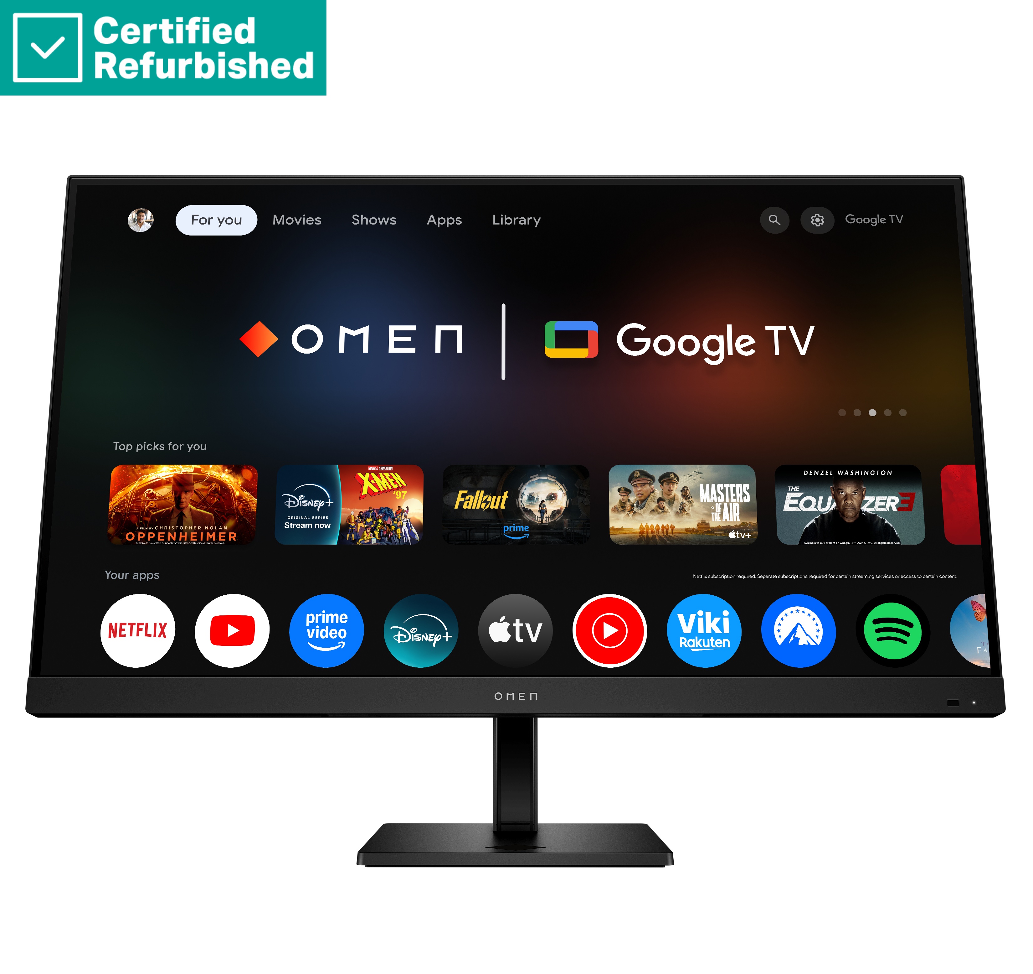 RENEW GOLD OMEN by HP 32x UHD Smart Gaming Monitor - 31.5" 3840x2160 UHD 400-nit 144 Hz