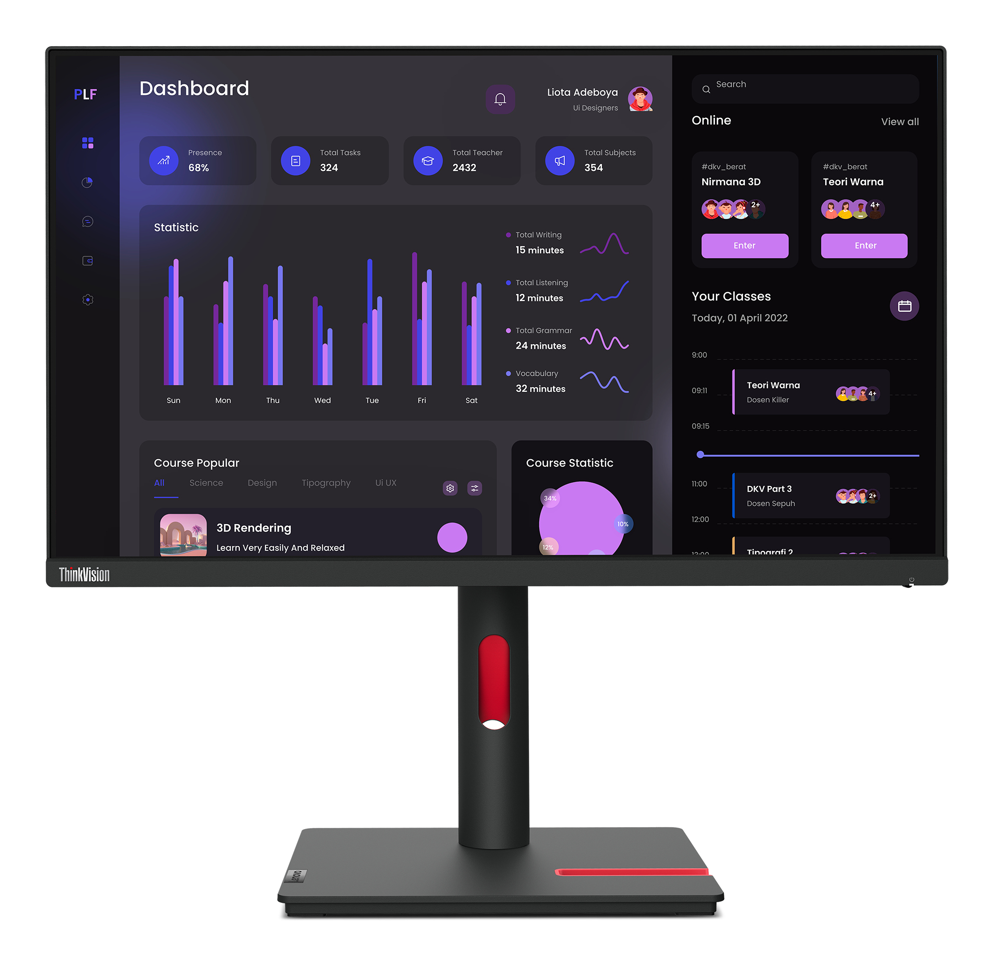 Lenovo Monitor ThinkVision T24i-30 Black